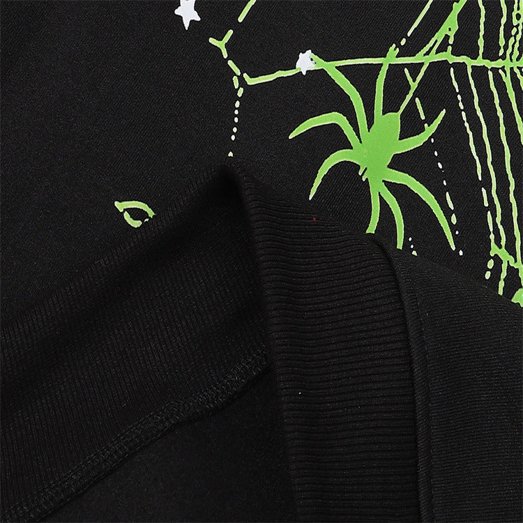Sp5der Hoodie Spider Web Star Printed Casual Fleece-lined