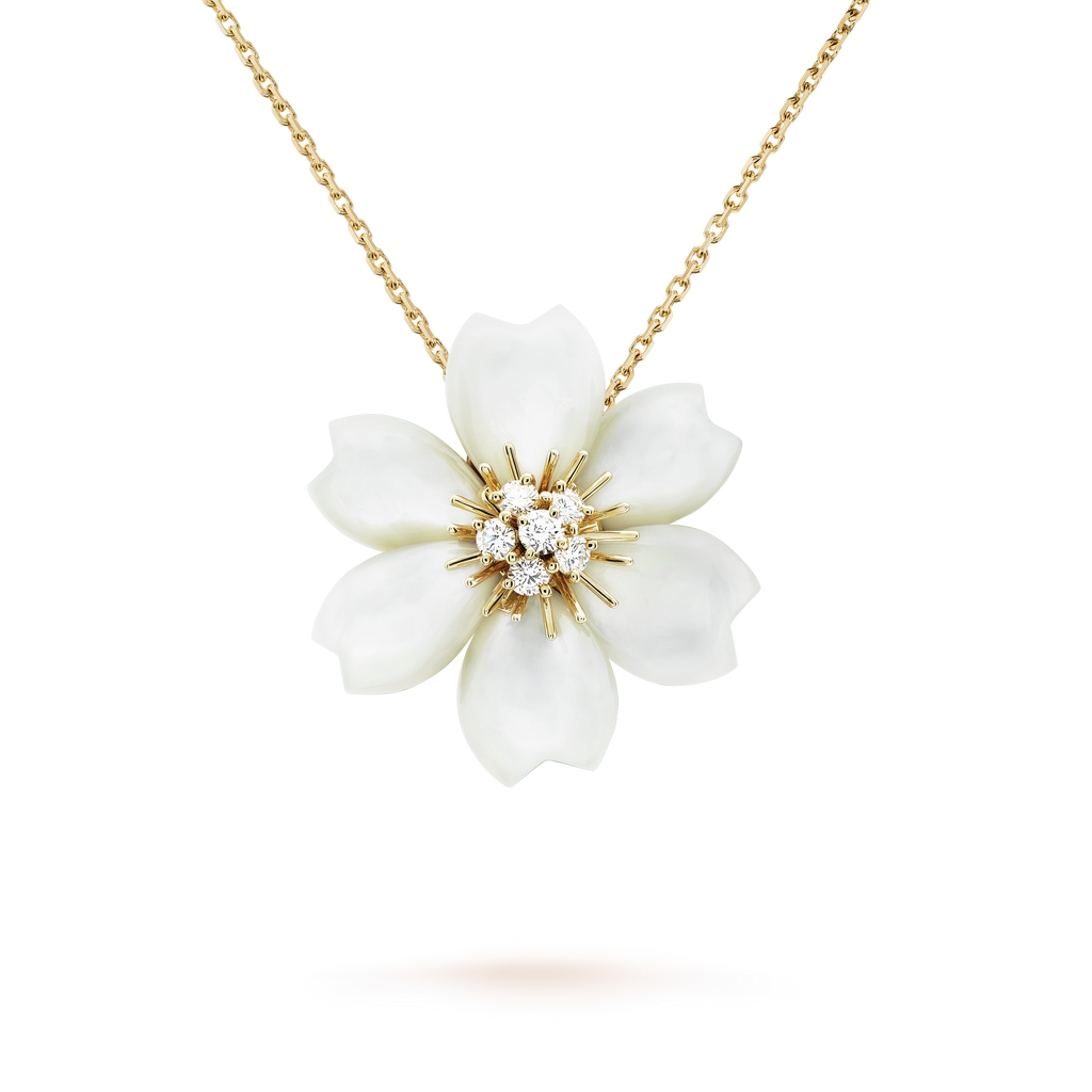 18K Rose De Noel Clip Pendant Necklace