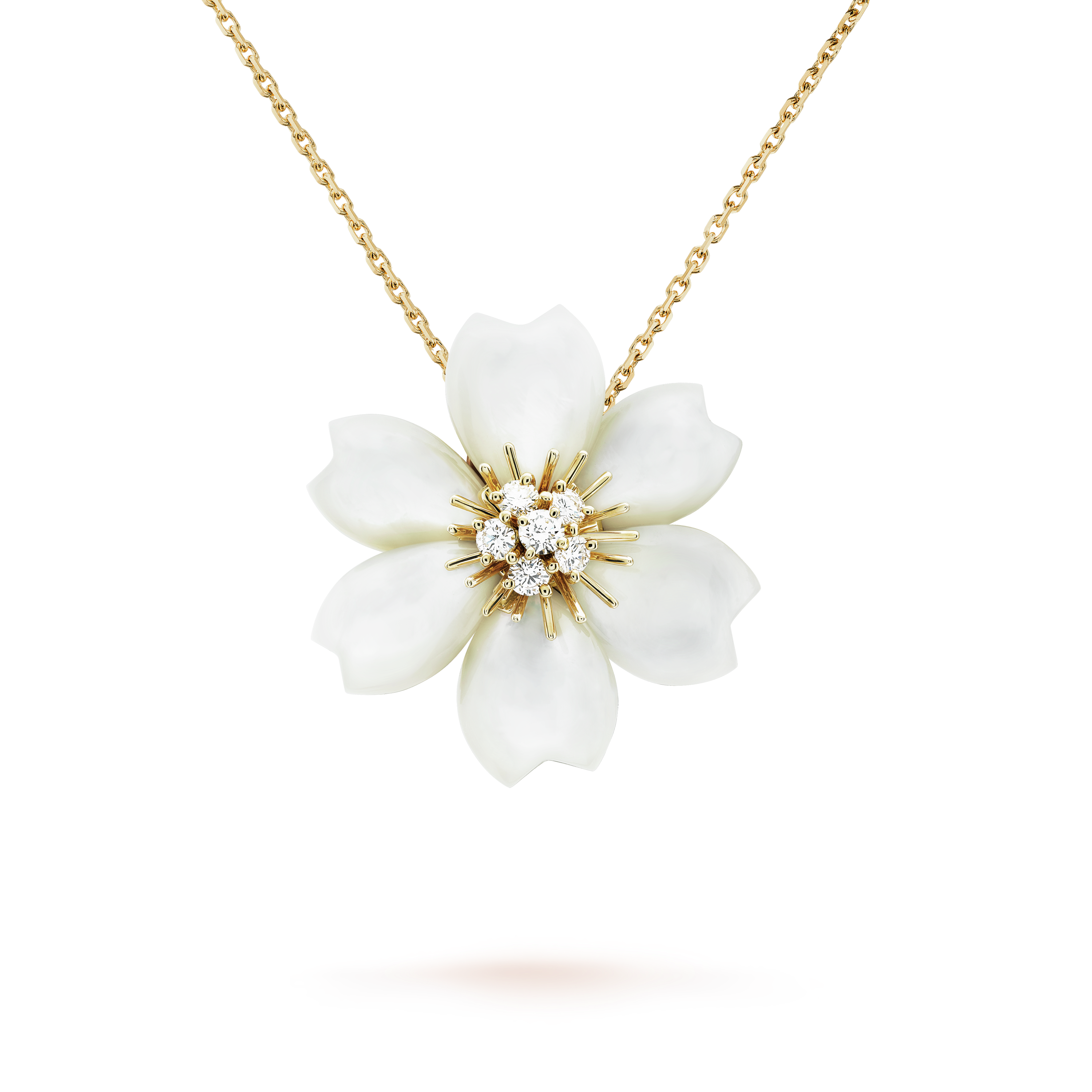 18K Rose De Noel Clip Pendant Necklace