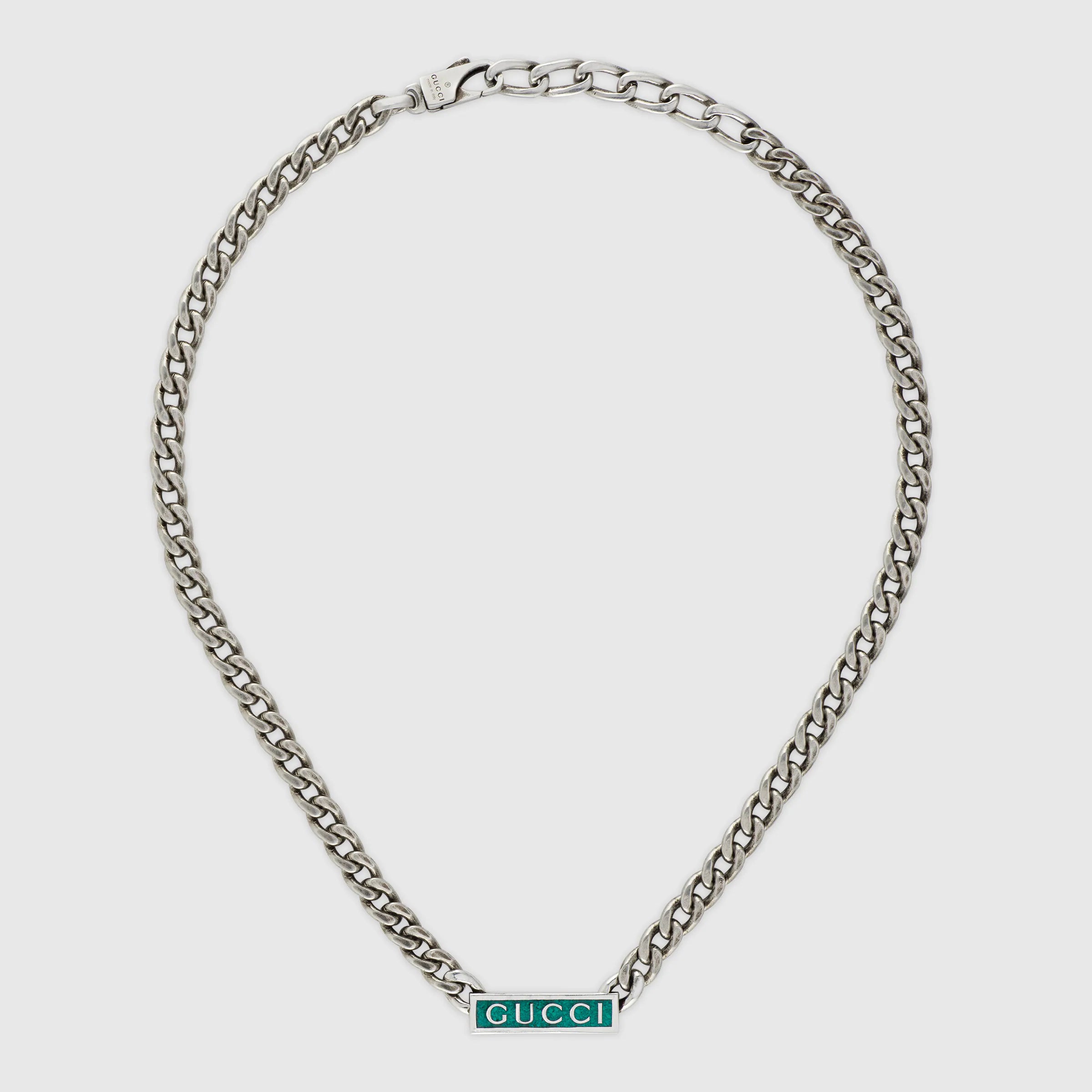 Double Gucci Enamel Chain Necklace