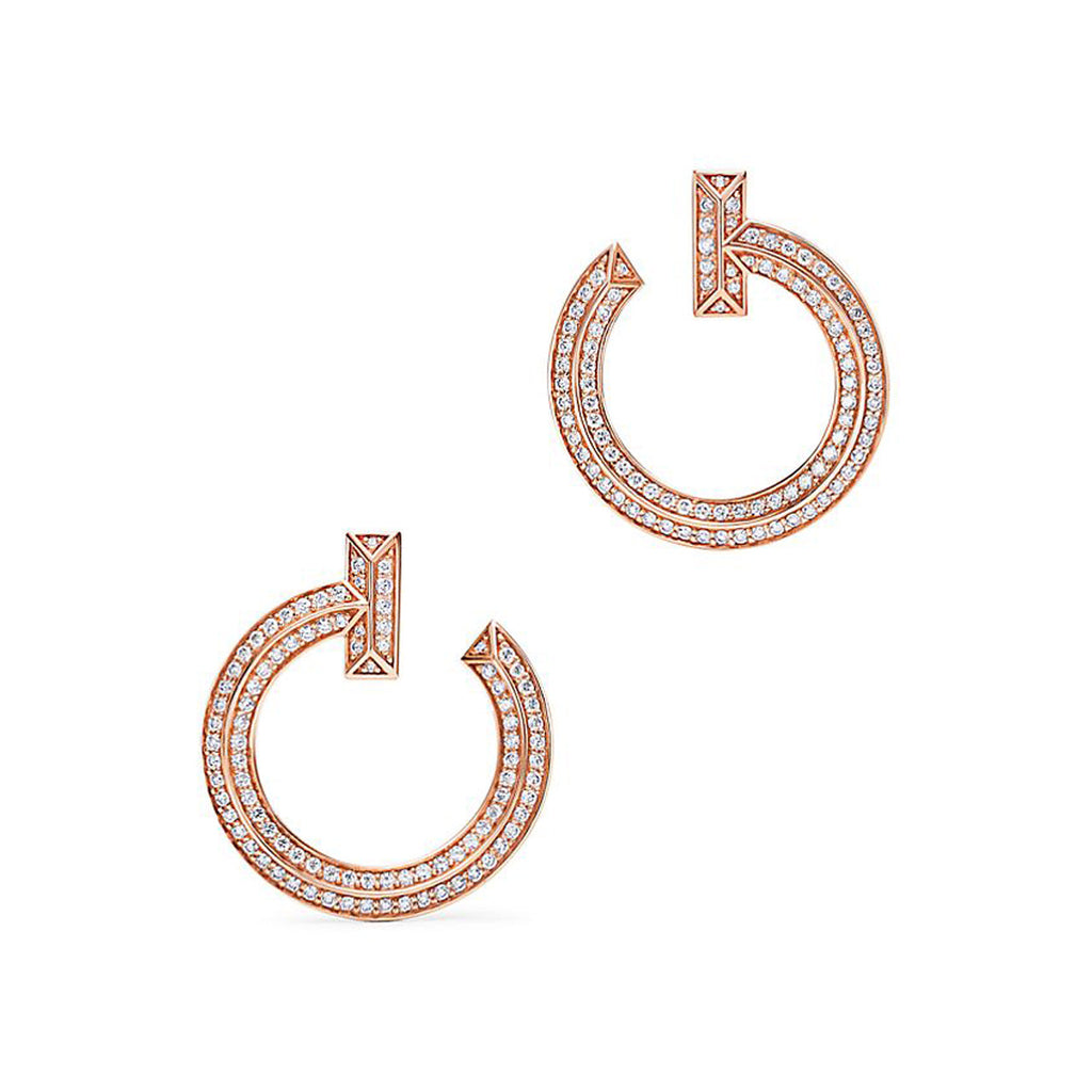 18K Tiffany T1 Open Hoop Rose Gold Earrings