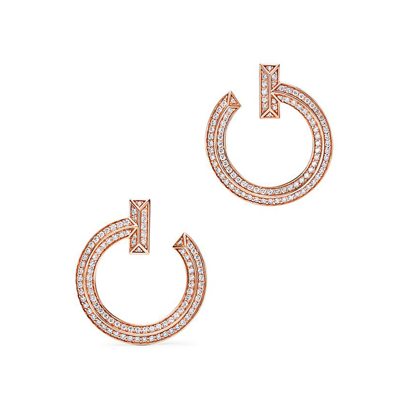 18K Tiffany T1 Open Hoop Rose Gold Earrings