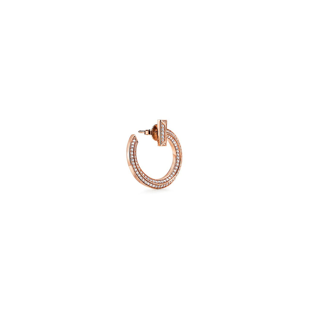 18K Tiffany T1 Open Hoop Rose Gold Earrings