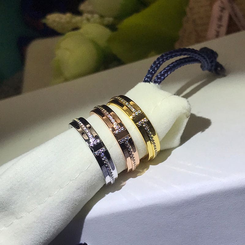 18K Rose Gold Tiffany Narrow Diamond Ring