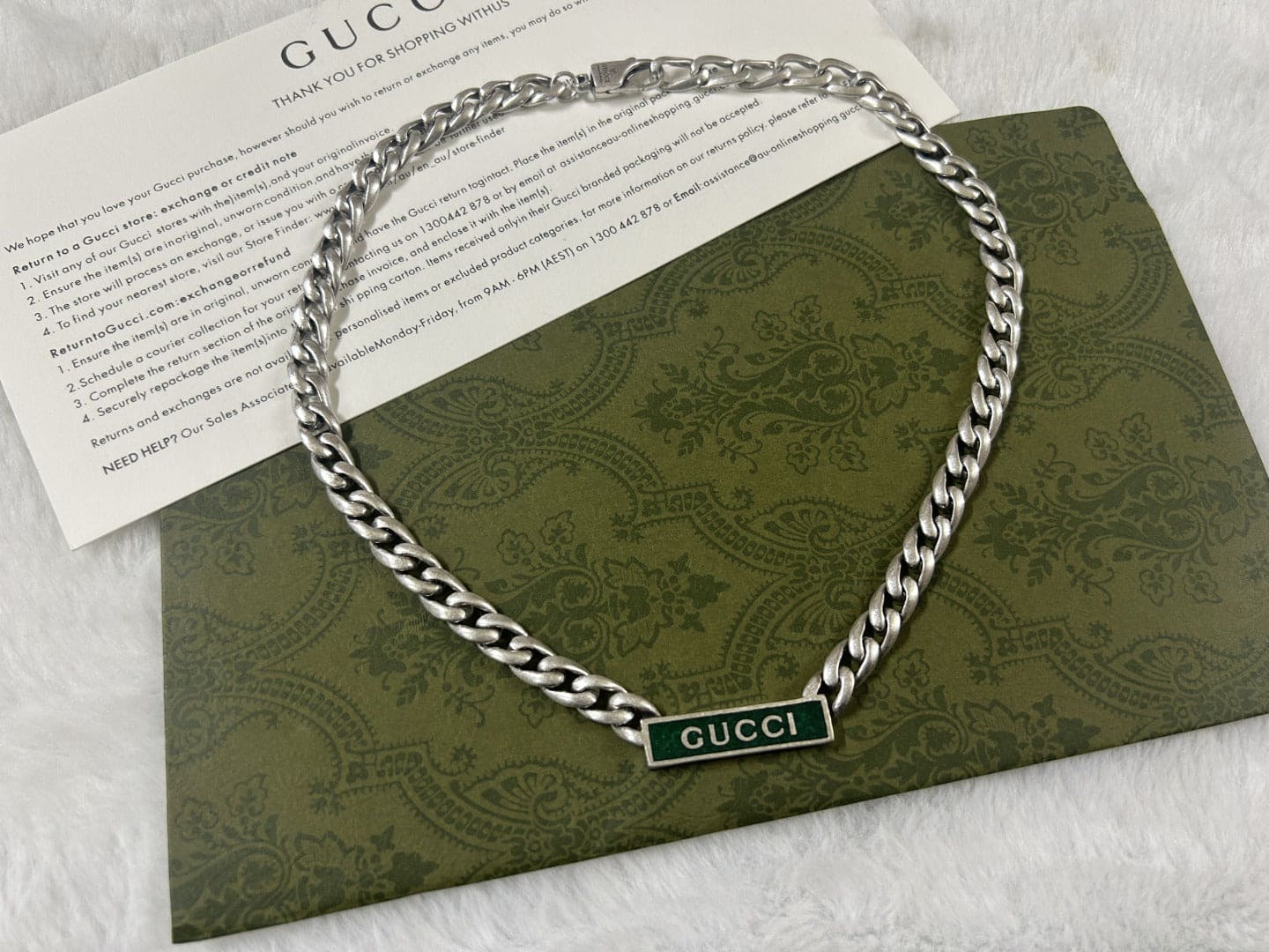 Double Gucci Enamel Chain Necklace