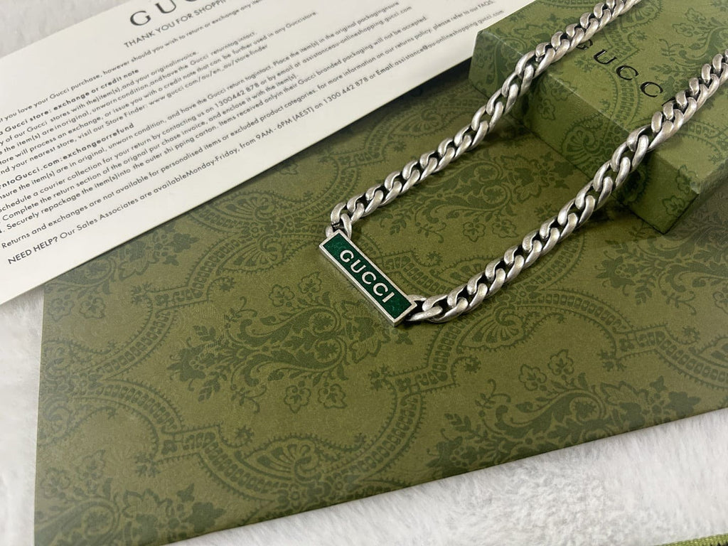 Double Gucci Enamel Chain Necklace