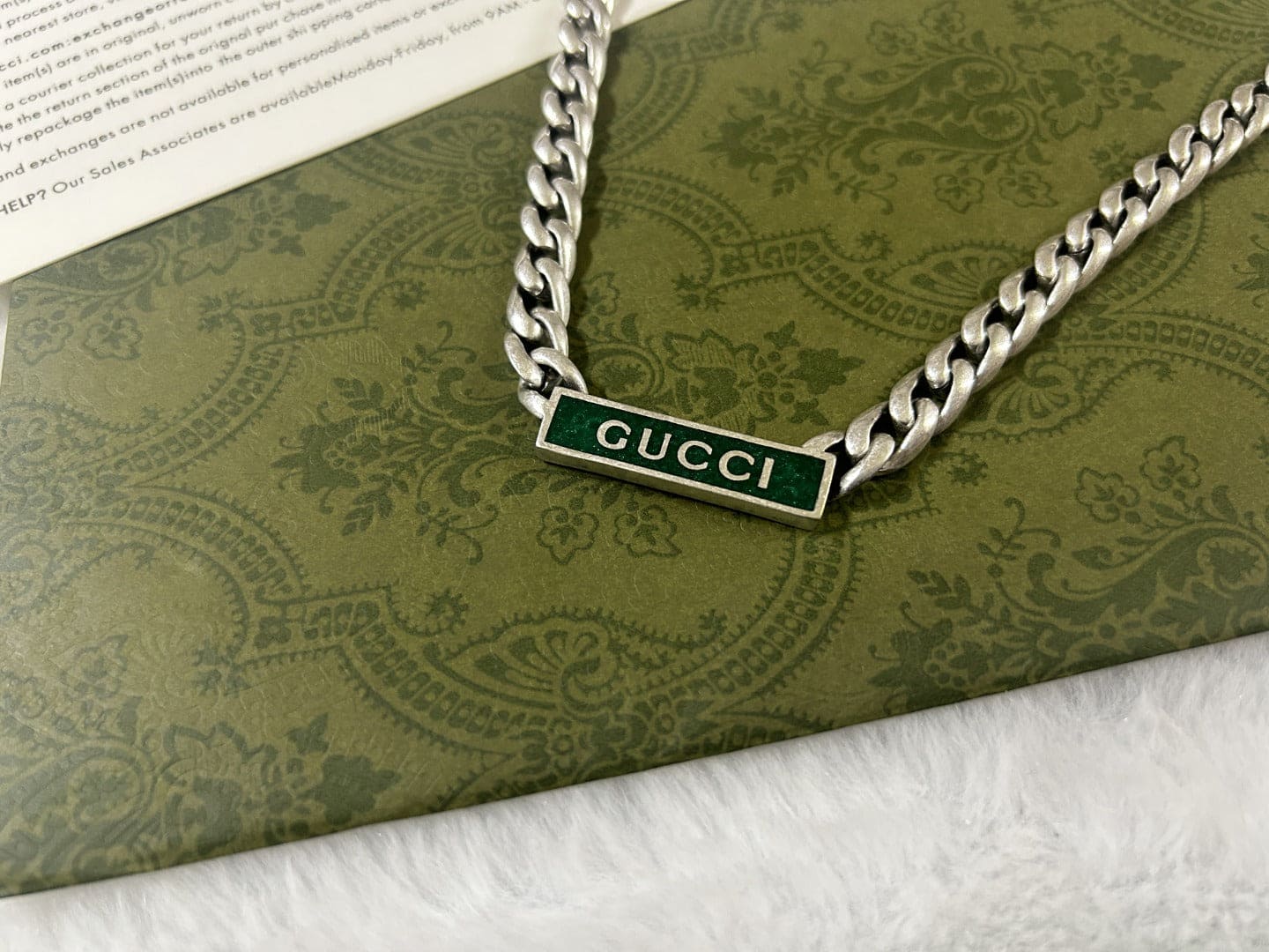 Double Gucci Enamel Chain Necklace