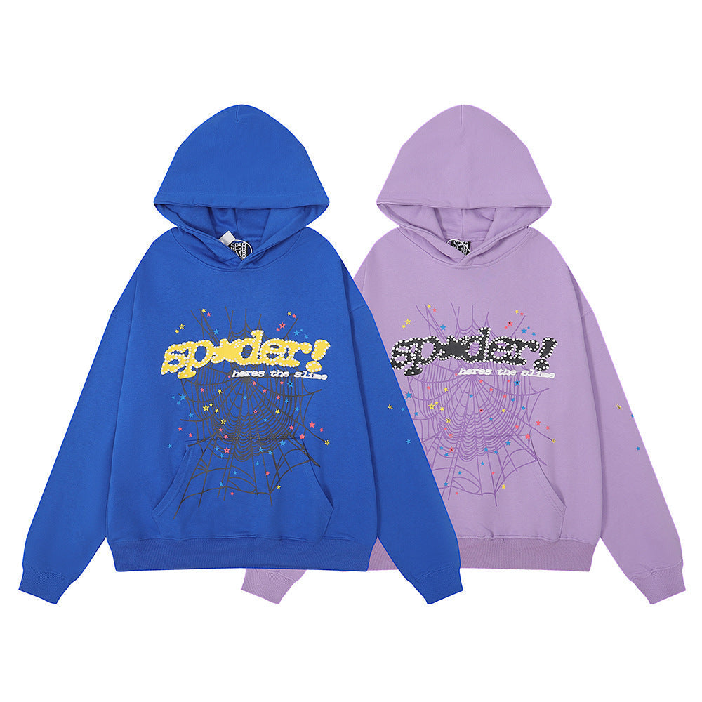 Sp5der Hoodie Cobweb Puff Print Pure Cotton