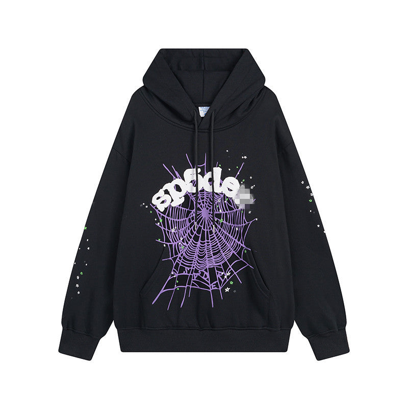 Sp5der Hoodie Spider Web Velvet Padded Hooded Sweatshirt