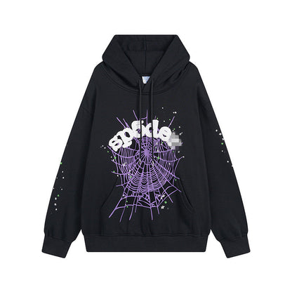 Sp5der Hoodie Spider Web Velvet Padded Hooded Sweatshirt
