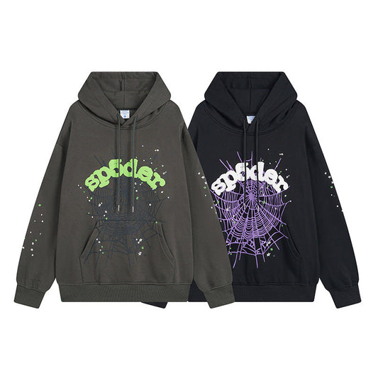 Sp5der Hoodie Spider Web Puff Print Leisure
