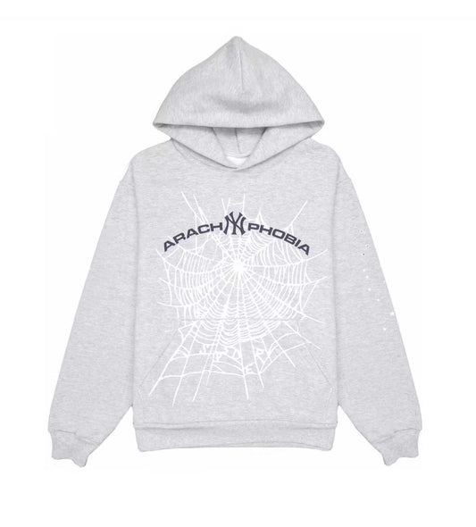 Sp5der Arach NY Phobia Hoodie Ash Grey