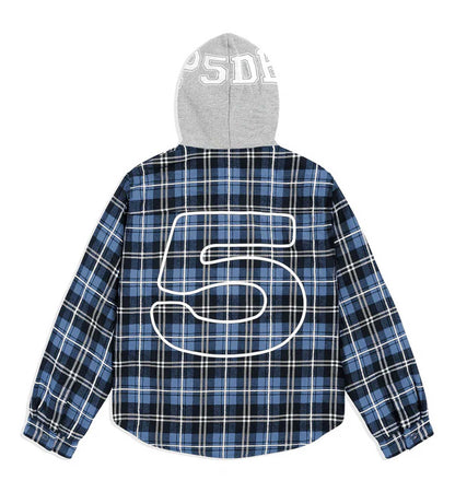 Sp5der Hooded Flannel Zip Up Blue