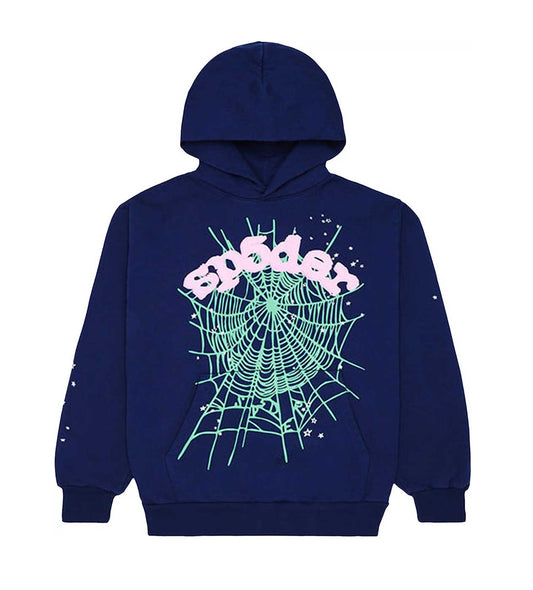Sp5der OG Web Hoodie Navy/Pink