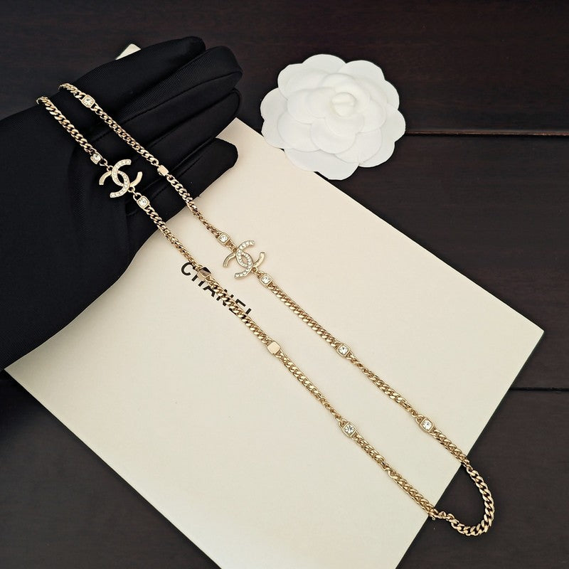 18K  Chanel Crystal Long Necklace