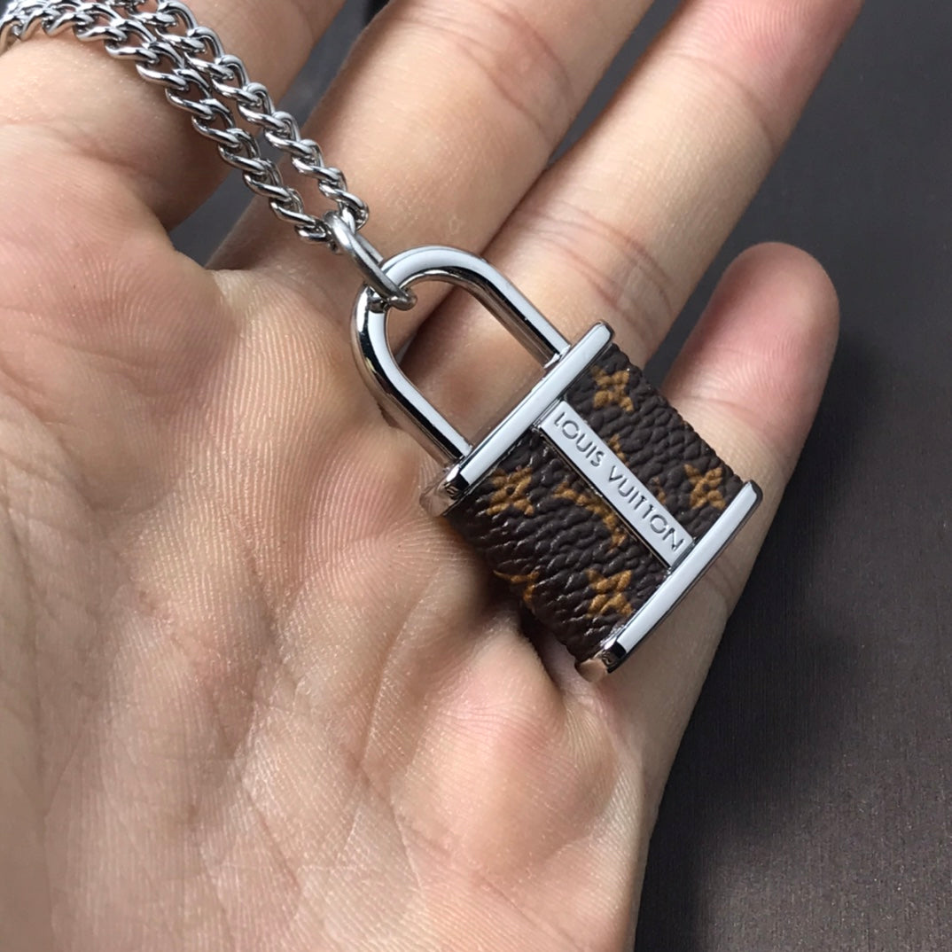 18K Louis Vuitton Monogram Lock Pendant Necklace