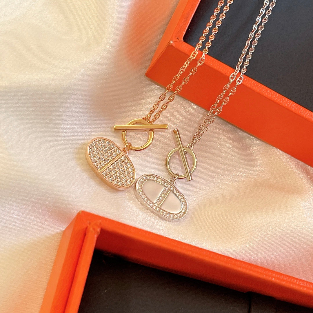 18K Chaine D'ancre Contour Pendant Hermes Necklace