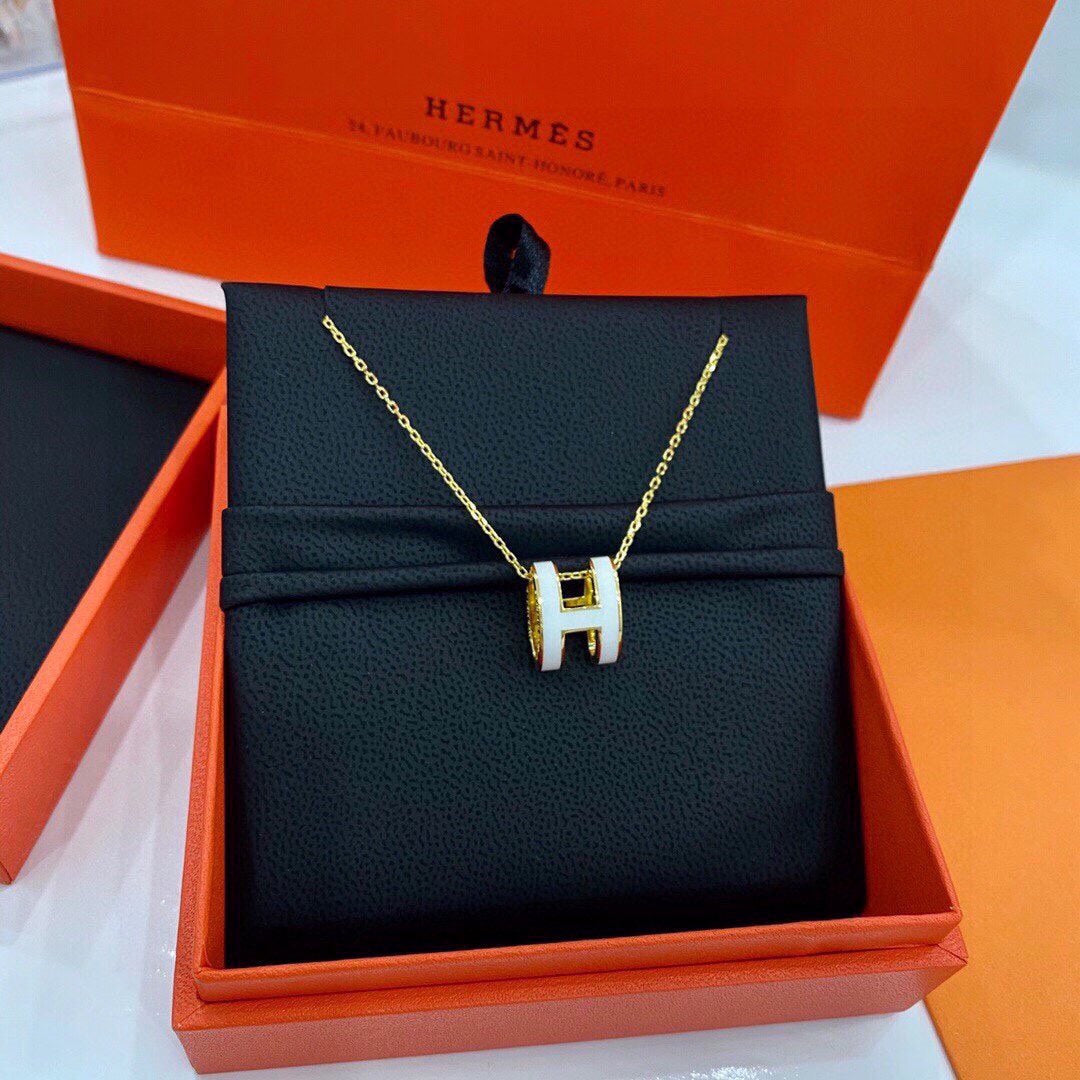 18K Mini Pop Hermes White Necklace