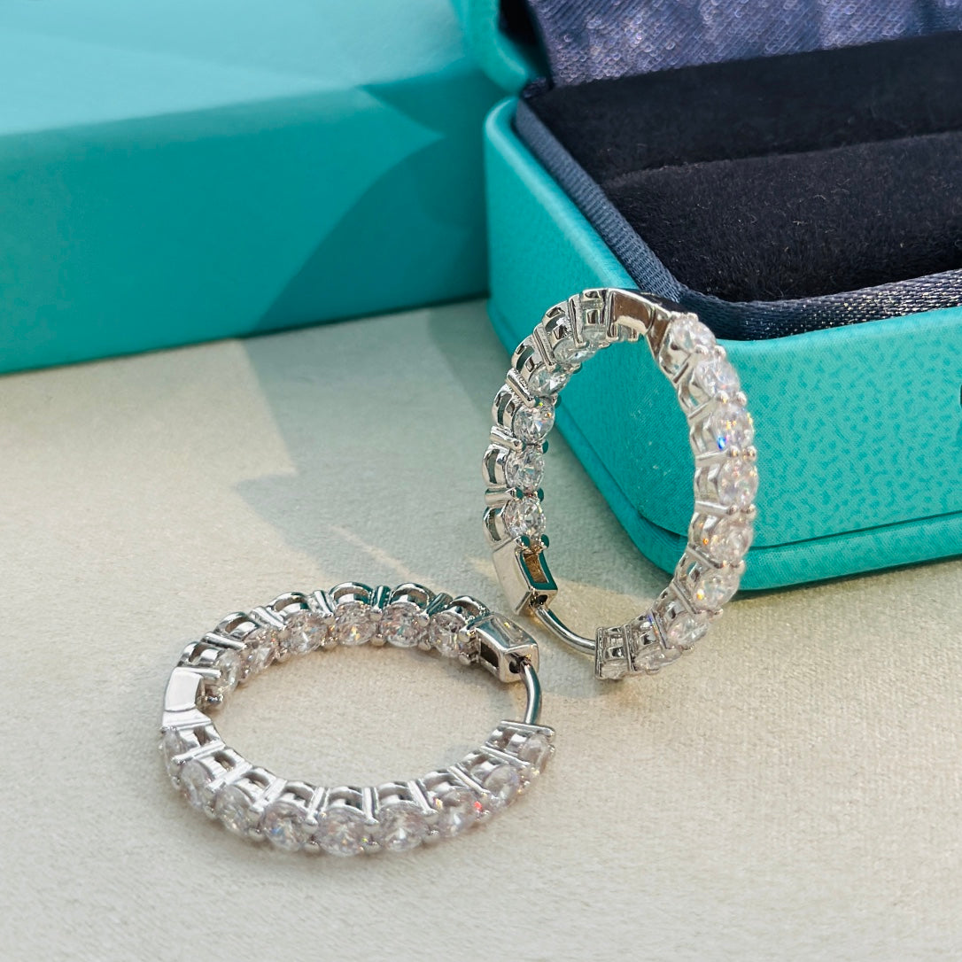 18K Tiffany Hoop Diamonds Earrings