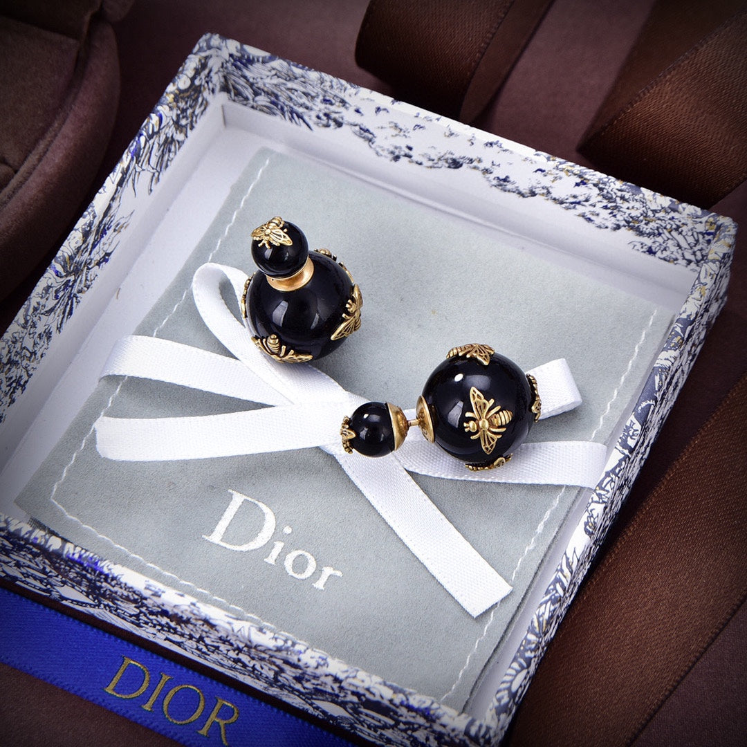 18K Dior Tribales Black Earrings