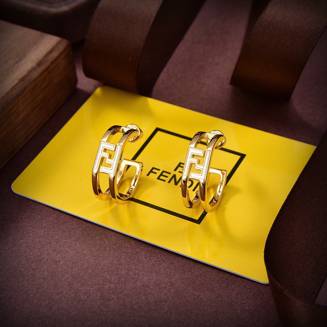 18K Fendi Forever Oval Earrings