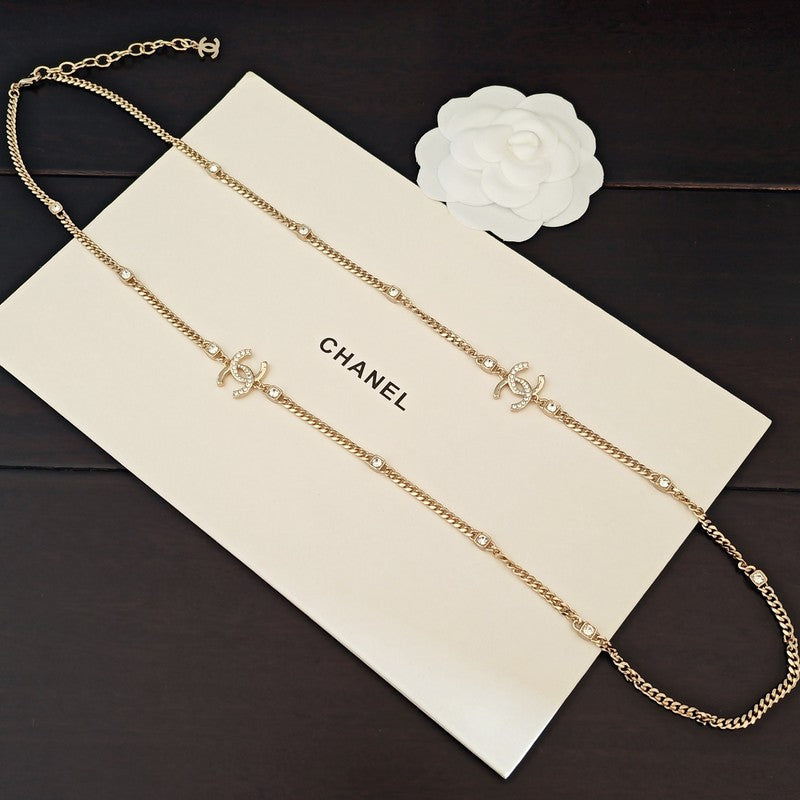 18K  Chanel Crystal Long Necklace