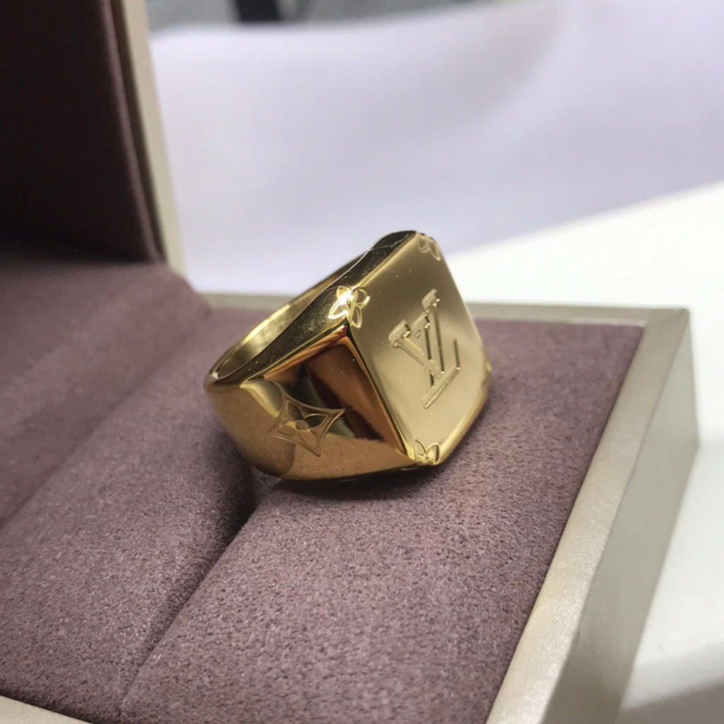 18K Louis Vuitton Monogram Signet Ring