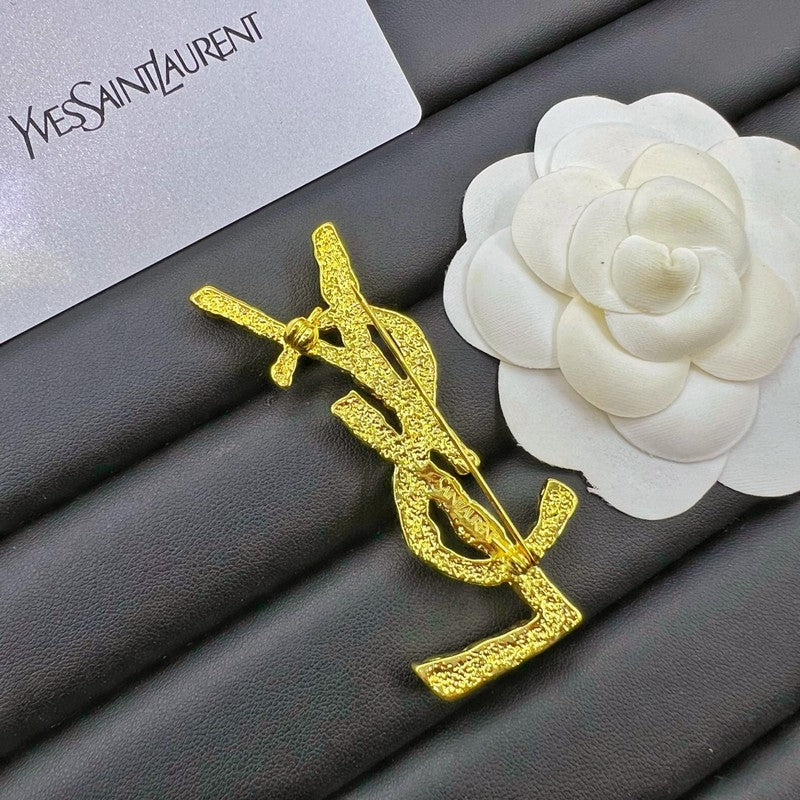 18K YSL Crystal Brooch