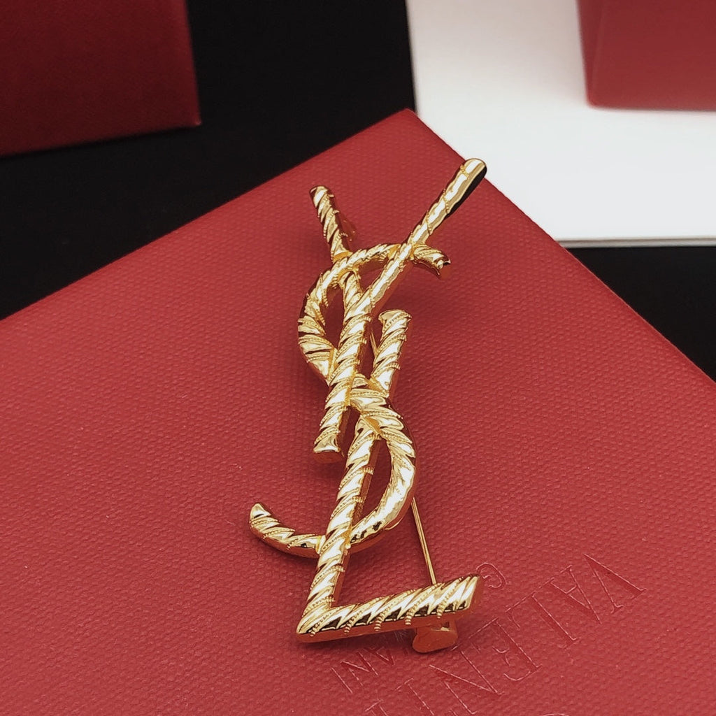 18K YSL Gold Brooch