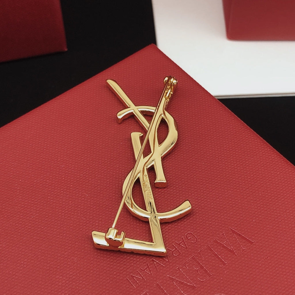 18K YSL Gold Brooch