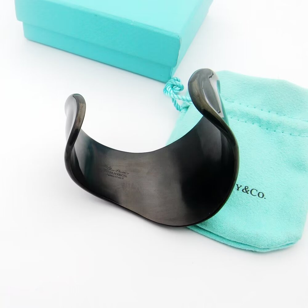 18K Tiffany Elsa Peretti Small Bone Cuff Black Bracelet