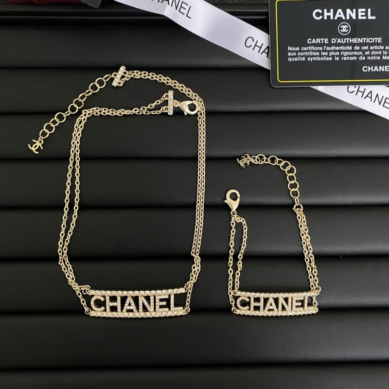18K  Chanel Letter Diamond Choker Necklace