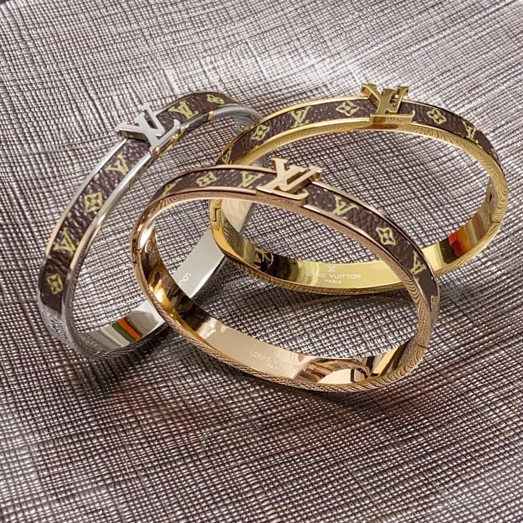 18K Louis Vuitton Leather Vintage Bracelet