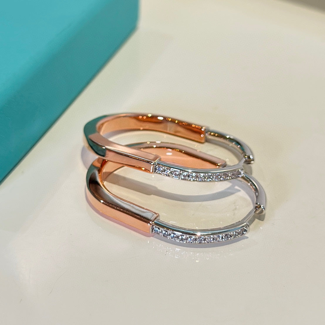 18K Tiffany Lock Diamond Earrings